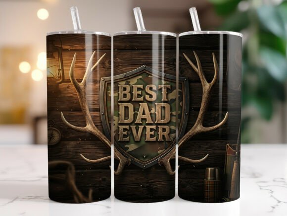 Best Dad Ever Hunting Tumbler Wrap PNG