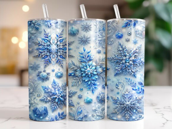 Blue Snowflake Winter 20oz Tumbler Wraps