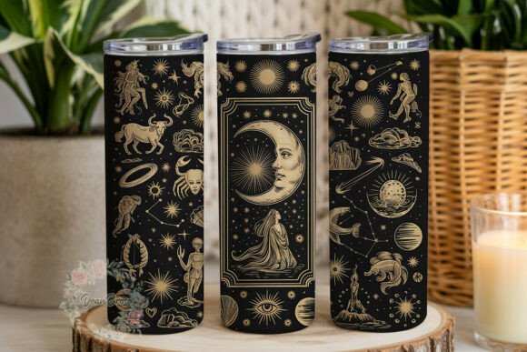 Celestial Gold Astrology 20oz Tumbler Graphics