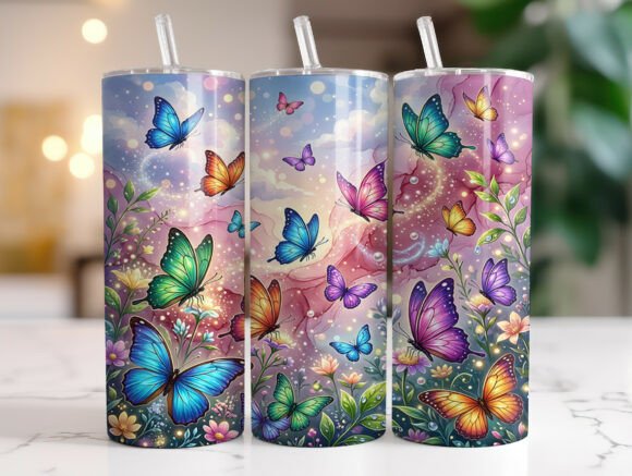 Colorful Butterfly Fantasy Tumbler Wrap Graphics
