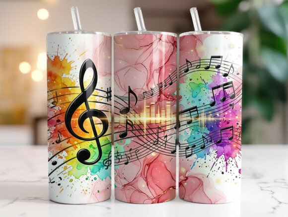Colorful Music Notes 20 Oz Tumbler Wrap