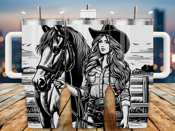 Cowgirl Horse Farm 40oz Tumbler Graphics for Crafts