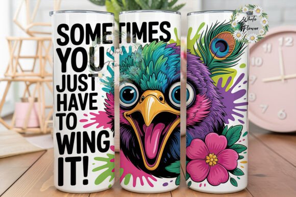 Crazy Bird Feathers 20oz Tumbler Wrap Graphics