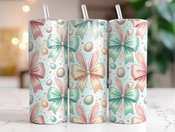 Easter Bunny Ears Pastel Bows Tumbler Graphics & Wraps