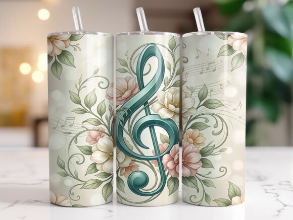 Elegant Floral Music Sheet Tumbler Wrap