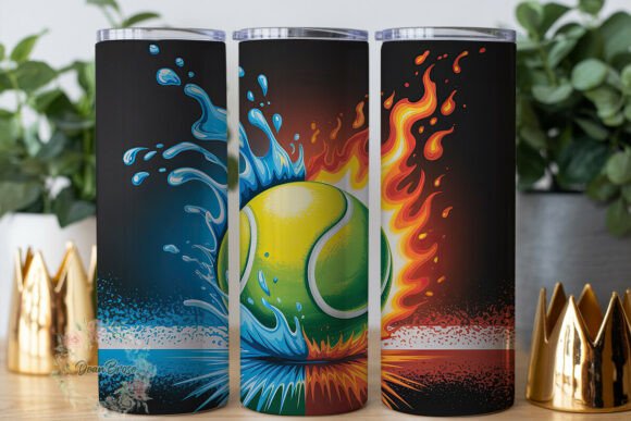 Fire Water Tennis Ball Tumbler Wrap Graphics for Tumbler Wraps