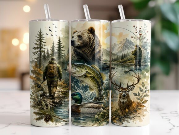 Fishing Hunting Wildlife Tumbler Wrap Graphics
