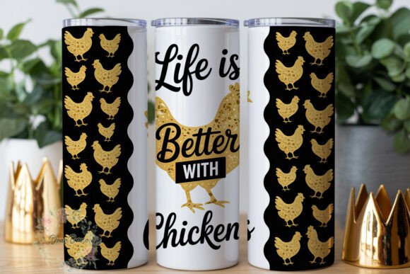 Gold Glitter Chicken: Graphics for Tumbler Wraps
