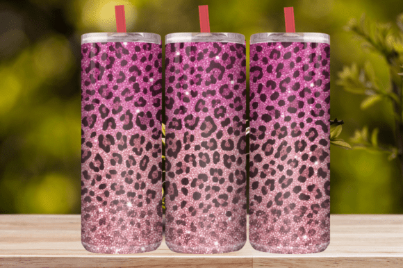 Hot Pink Leopard Glitter Tumbler Wrap Graphics