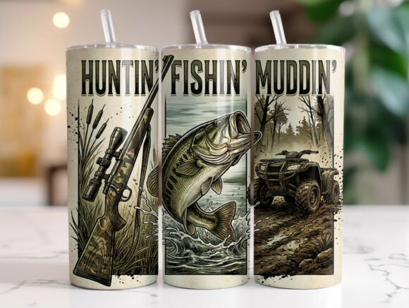 Hunting Fishing Mudding Tumbler Wrap Graphics