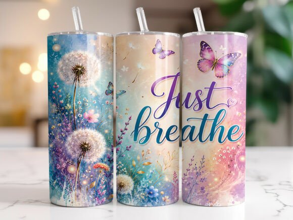 Just Breathe Dandelion Tumbler Wraps PNG Graphics Review