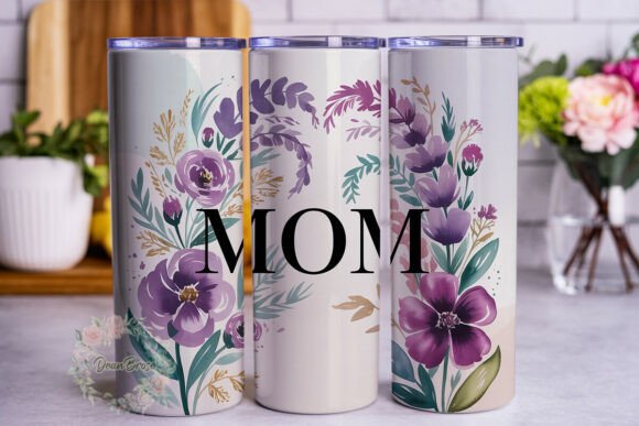 Lavender Floral MOM 20oz Tumbler Wrap: Graphics and Tumbler Wraps Review