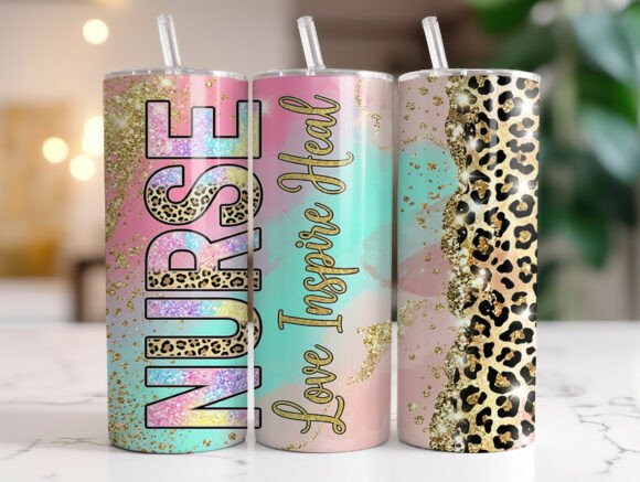 Nurse Inspire Heal Glitter Tumbler Wrap