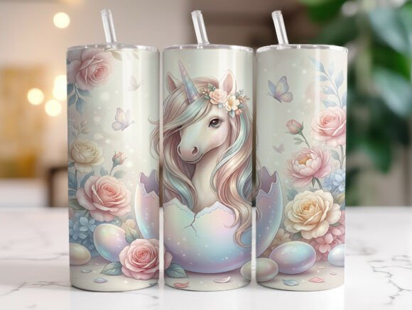 Pastel Unicorn Floral Easter Tumbler