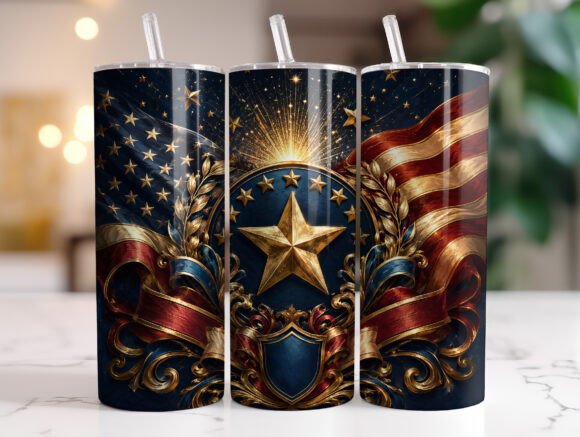Patriotic American Flag Tumbler Wrap Graphics