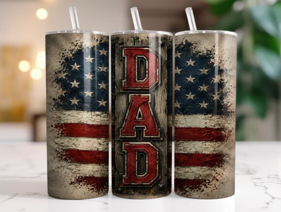 Patriotic Dad USA Flag Tumbler Wraps Graphics
