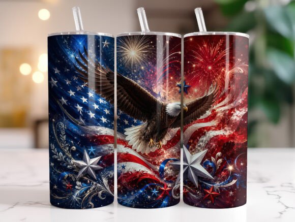 Patriotic Eagle American Flag Tumbler Graphics for Tumbler Wraps