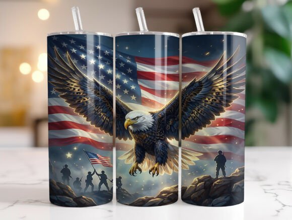Patriotic Eagle USA Flag Tumbler Wrap Graphics
