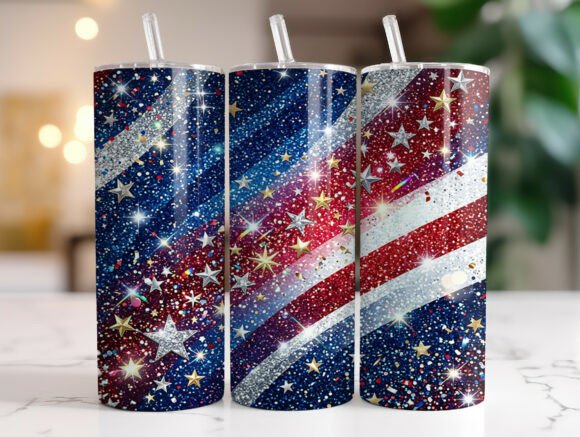 Red White Blue Glitter USA Tumbler Wrap Graphics Review