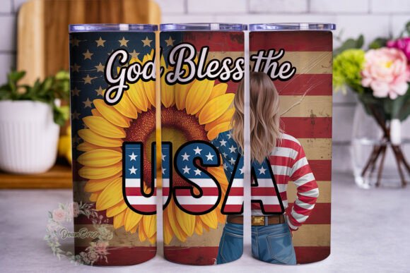 Sunflower Patriot Woman 20oz Tumbler Graphics for Tumbler Wraps