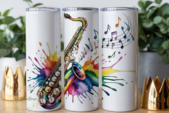 Watercolor Saxophone Music Tumbler Wraps Graphics Review