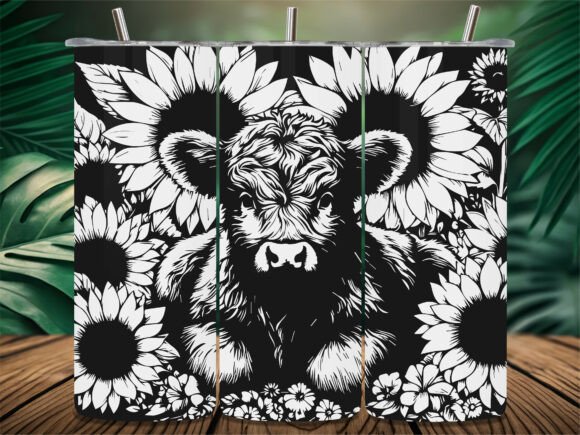 Western Highland Cow Tumbler Graphics for Crafts
