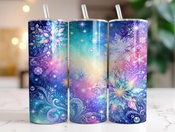 Winter Glitter Snowflake Tumbler Wraps Graphics