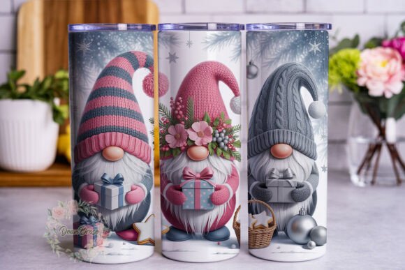 Winter Gnomes Gift Scene Tumbler Wraps Graphics